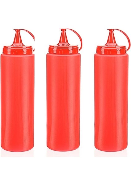 Ketçap Şişesi - 1000ML Dev Boy Kırmızı 3 Adet