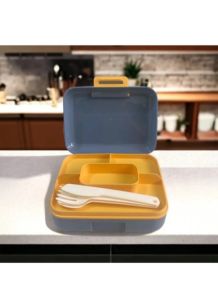 Meyve Suyu Bölmeli - Tabaklı Beslenme Kabı Diyet Kabı -Çatal Bıçak Kaşık Dahildir indirimleri