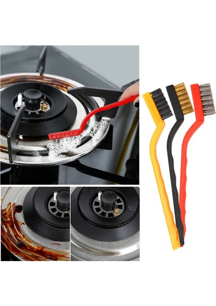 3 Lü Detay Temizlik Fırça Seti Araba -Mutfak Ocak - Fayans Temizlik Fırça (Bakır- Demir- Plastik)