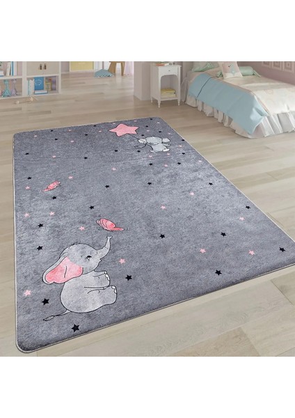 Vesoul Figürlü Gri Pamuk ve Polyester Kaydırmaz Taban Djital Baskı Çocuk Halısı modelleri