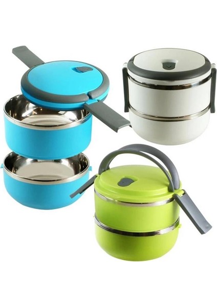 Sefer Tası Yemek Termosu Saklama Kabı Termosu 2li - Çelik Mavi