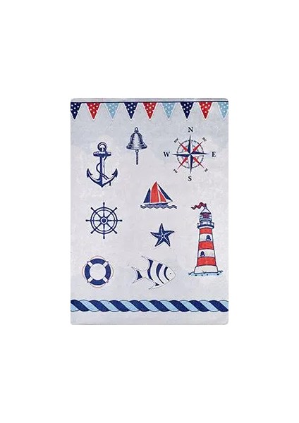 Epinal Figürlü Mavi Pamuk ve Polyester Kaydırmaz Taban Dijital Baskı Çocuk Halısı