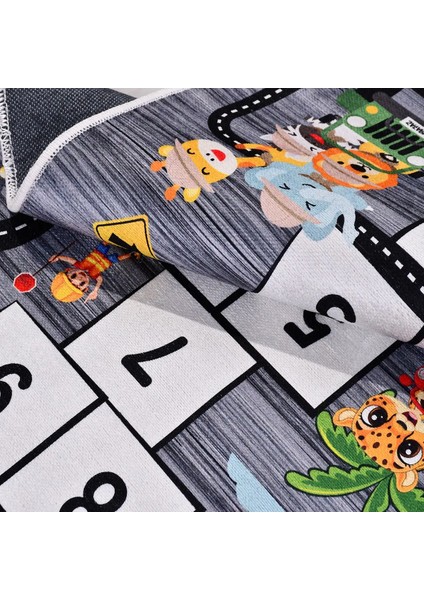 Brugg Figürlü Gri Pamuk ve Polyester Kaydırmaz Tabanlı Dijital Baskı Çocuk Halısı fırsatları