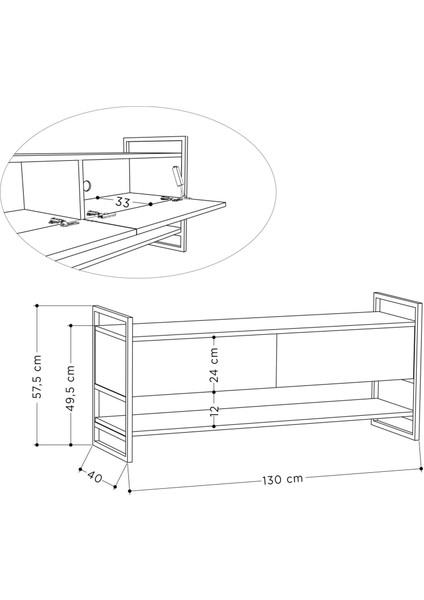 Metola Tv Stand - Oak - M.TV.14150.4 indirimleri
