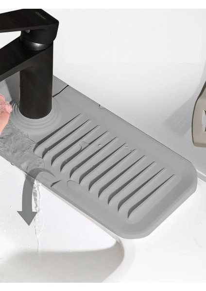 Elastik Mutfak Banyo Musluk Matı Düzenleyici Kaydırmaz Taban Organizer Lavabo Kenar Matı indirimleri