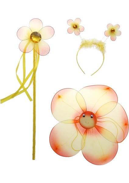 Çiçekli Kanat Seti 3 Parça - Sarı