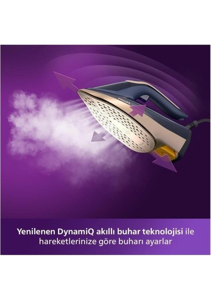 8000 Serisi Azur Buharlı Ütü, 3000W, 260 G Turbo Buhar, Sıfır Yanık Özelliği modelleri
