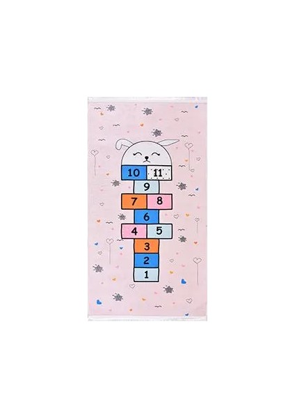 Wohlen Figürlü Pembe Pamuk ve Polyester Kaydırmaz Taban Dijital Baskı Çocuk Halısı