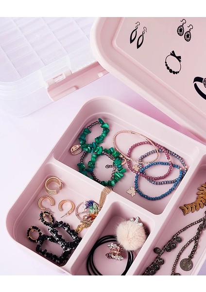 Bijuteri Mücevher Kutusu - Çok Amaçlı Bölmeli Takı Saklama Kutusu fiyatları