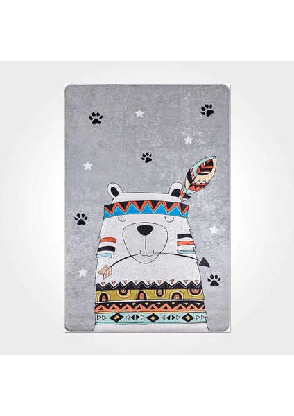 Lucerne Figürlü Gri Pamuk ve Polyester Kaydırmaz Taban Dijital Baskı Çocuk Halısı fiyatları