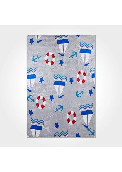 Wengen Figürlü Gri Pamuk ve Polyester Kaydırmaz Taban Dijital Baskı Çocuk Halısı fiyatları