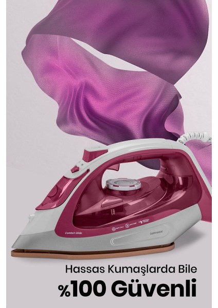 180 gr Şok Buharlı Ütü, Seramik Ağır Taban ile Kolay Kırışık Giderme