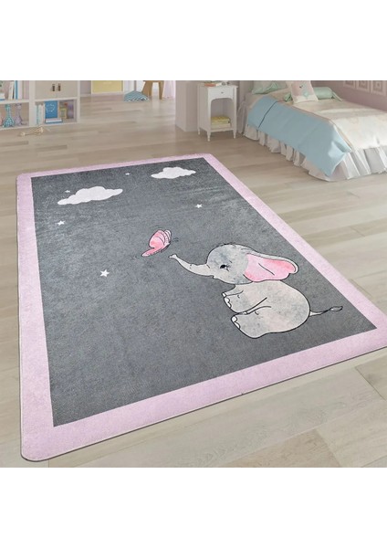 Sarnen Figürlü Gri Pamuk ve Polyester Kaydırmaz Taban Dijital Baskı Çocuk Halısı modelleri