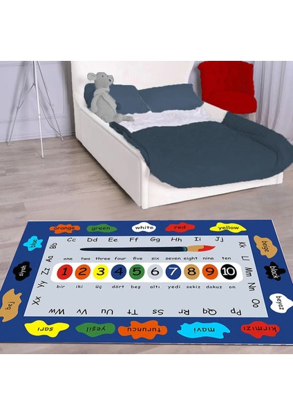 Glarus Figürlü Multi Pamuk ve Polyester Kaydırmaz Tabanlı Dijital Baskı Çocuk Halısı fırsatları