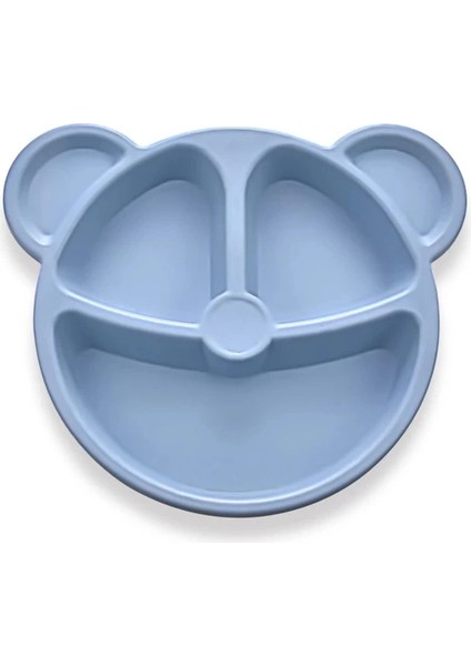 Sevimli Ayıcık 3 Bölmeli Mama Tabağı Tabldot - Mavi