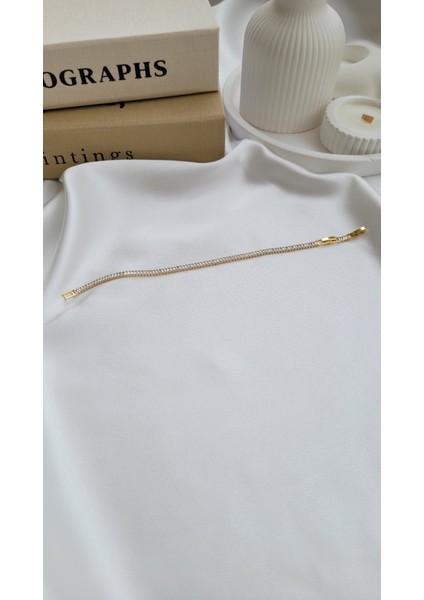 Vıp Gold Baget Taşlı Suyolu Bileklik