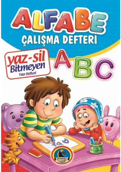 Yaz-Sil Alfabe Bitmeyen Yazı Defteri+Tahta Kalemi