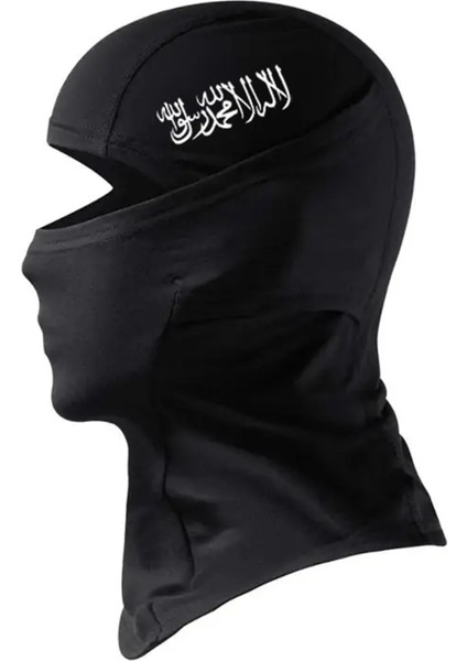 Tevhid Yazılı Siyah Kar Maskesi Balaklava Motor Kış Drill