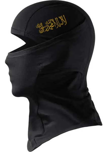 Tevhid Yazılı Siyah Kar Maskesi Balaklava Motor Kış Drill