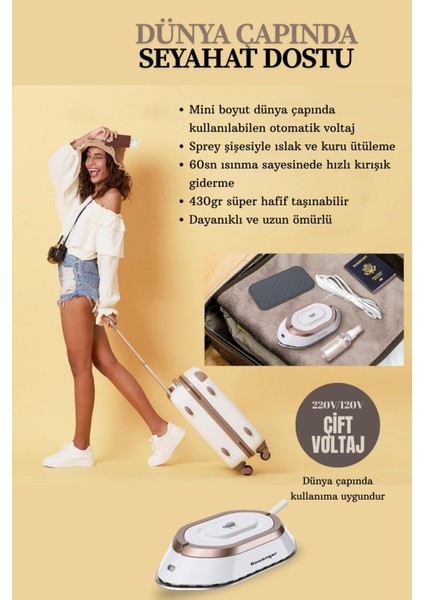 Mini Seyahat Ütüsü, Çift Voltaj, Dünya Çapında Kullanım, Beyaz fiyatları