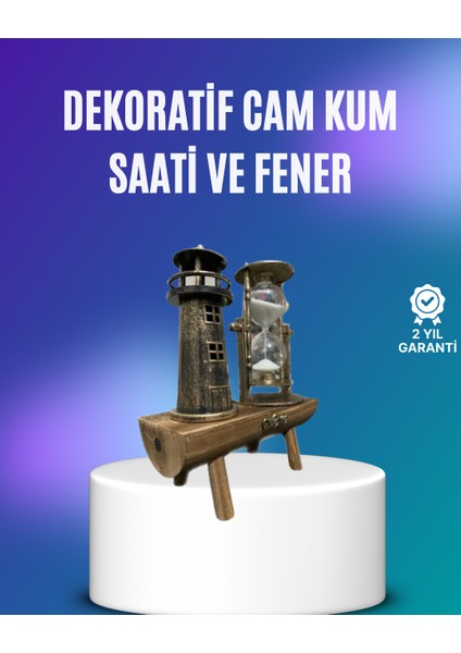 Zengezur Deniz Feneri Şeklinde El Yapımı Kum Saati – Ev ve Ofis Için Zarif Süs