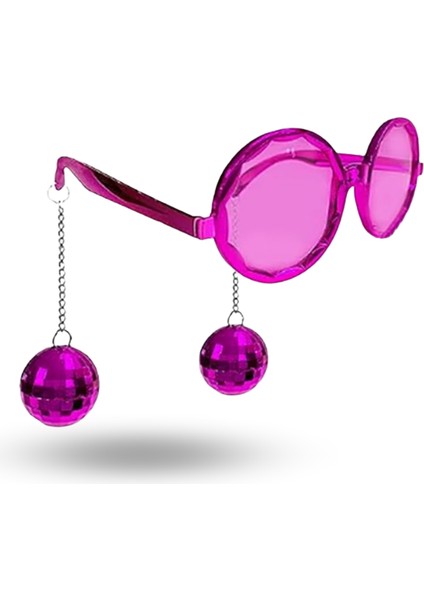 Büro Ev Ofis Etkinlik Kostüm Gözlüğü Için Disko Toplu Küpeli Pembe Gözlük