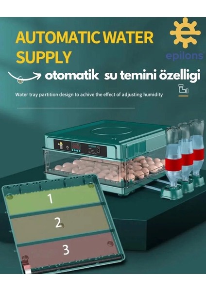 EPO-130MY Kuluçka Makinesi | 130 Yumurtalık, Yedek Motorlu Incubator