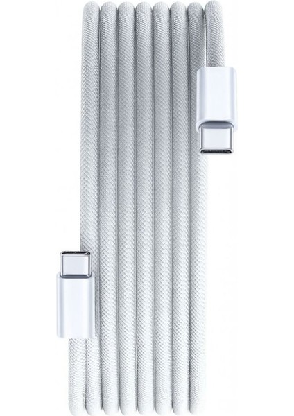 240W 3metre Type-C To Type-C Örgülü Hızlı Data ve Şarj Kablosu Beyaz TC35