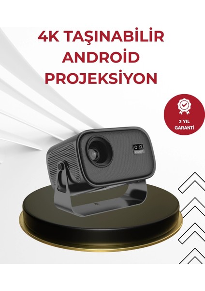 Wifi 6 ve Bluetooth 5 Bağlantılı Taşınabilir Projeksiyon Makinesi