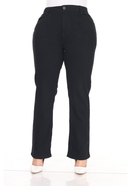 Pileli Boru Paça Yüksek Bel Rahat Kalıp Büyük Beden Yumuşak Kot Pantolon fırsatları