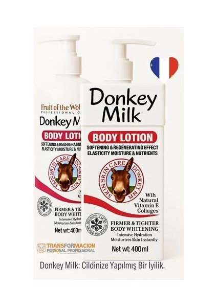 Bx Donkey Milk Eşek Sütü Vücut Losyonu & Bakım Kremi 400 ml Nemlendirici Sıkılaştırıcı Işıltı Veren