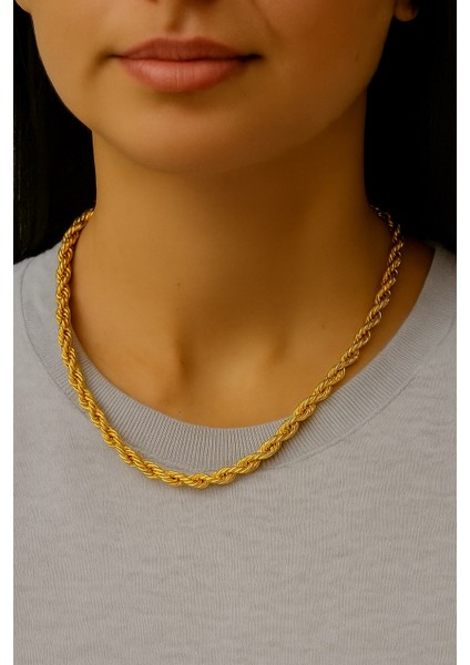 Altın Renk Burgu Kolye 45 Cm. Unisex Çelik Kolye - 3353