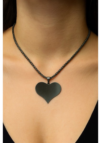 Gümüş Renk Kalp Model Unisex Arnavut Zincir Çelik Kolye - 3316 fiyatları
