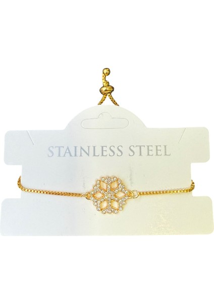 Altın Renk Kar Tanesi Asansör Çelik Bileklik - 3599 fiyatları