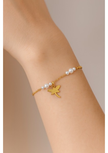 Altın Renk 3 Inclili Yusufcuk Asansör Çelik Bileklik - 3580