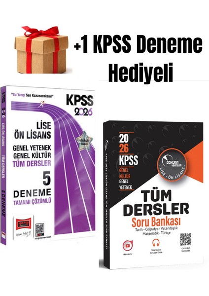 2026 Kpss Lise Ön Lisans 5 Deneme + Kpss Tüm Dersler Soru Bankası +1 Kpss Deneme Hediye