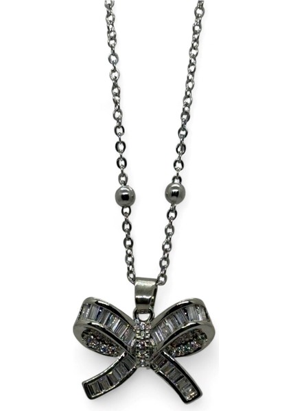 Gümüş Renk Fiyonk Baget Çelik Kolye - 3771 fiyatları