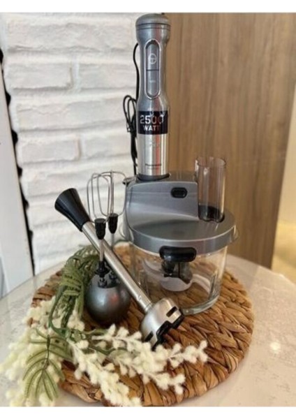 Şeffaf Cam Mutfak Robotu, Antrasit Detaylar, 2500 W Güç, Şık ve Fonksiyonel Tasarım