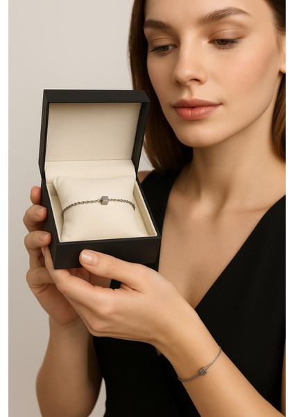 Gümüş Renk Sf Küp Zincir Unisex Çelik Bileklik - 3384 modelleri