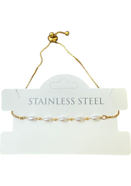 Altın Renk Silindir Inci Zincir Asansör Çelik Bileklik - 3593 fiyatları