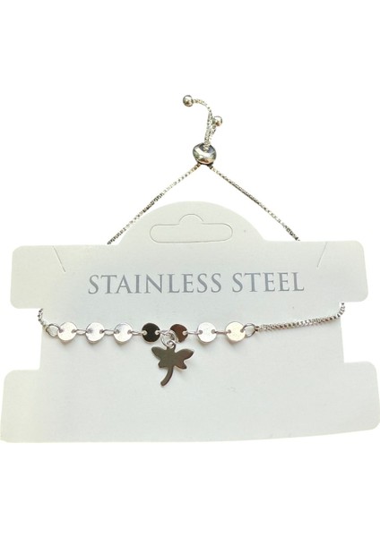 Gümüş Renk Pul Zincir Yusufcuk Asansör Çelik Bileklik - 3616