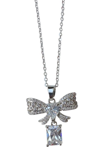 Gümüş Renk Sallantılı Fiyonk Sf Zincir Çelik Kolye - 3641