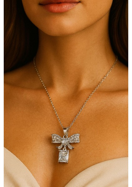 Gümüş Renk Sallantılı Fiyonk Sf Zincir Çelik Kolye - 3641 fiyatları