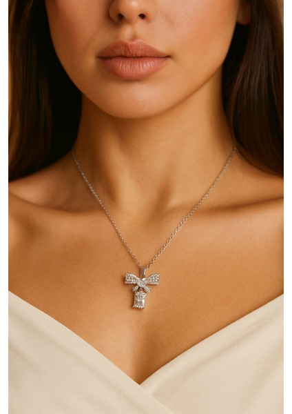 Gümüş Renk Sallantılı Fiyonk Sf Zincir Çelik Kolye - 3641 indirimleri