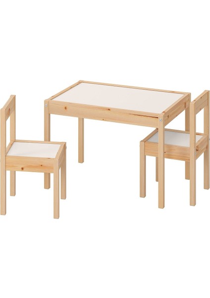 Çocuk Masa Seti, Beyaz-Çam, 3 Parça
