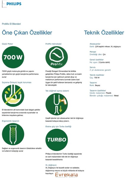 Evrekala Shop El Blender Seti, Mikser, Rondo ve Promix ile Mükemmel Performans modelleri
