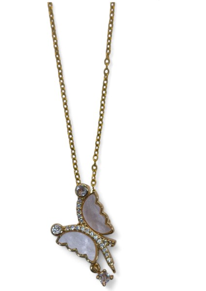 Altın Renk Beyaz Sedef Yusufcuk Model Sf Zincir Çelik Kolye- 3709 fırsatları