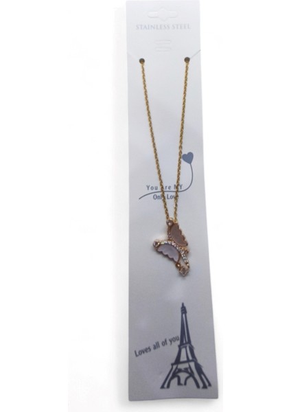 Altın Renk Beyaz Sedef Yusufcuk Model Sf Zincir Çelik Kolye- 3709 indirimleri