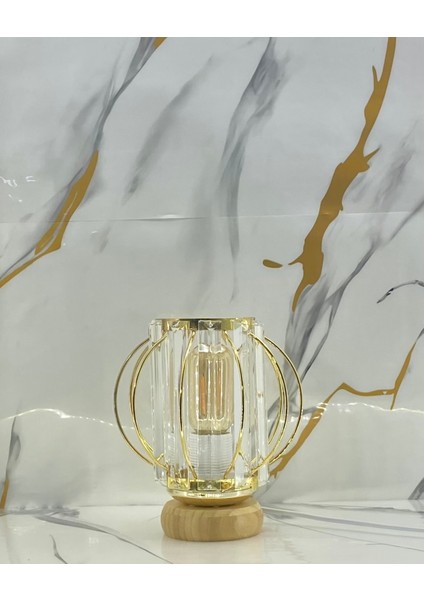 Gold Küre Kristal Taşlı Şapkalı Ahşap Bambu Ayaklı Abajur Masa Lambası Modelleri fiyatları