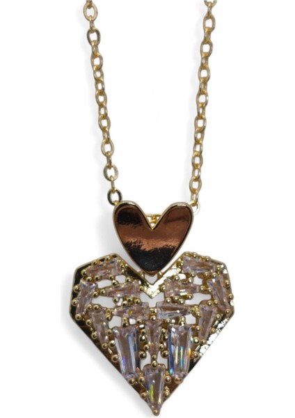 Altın Renk Sallantılı Kalp Baget Model Top Zincir Çelik Kolye- 3711 fiyatları